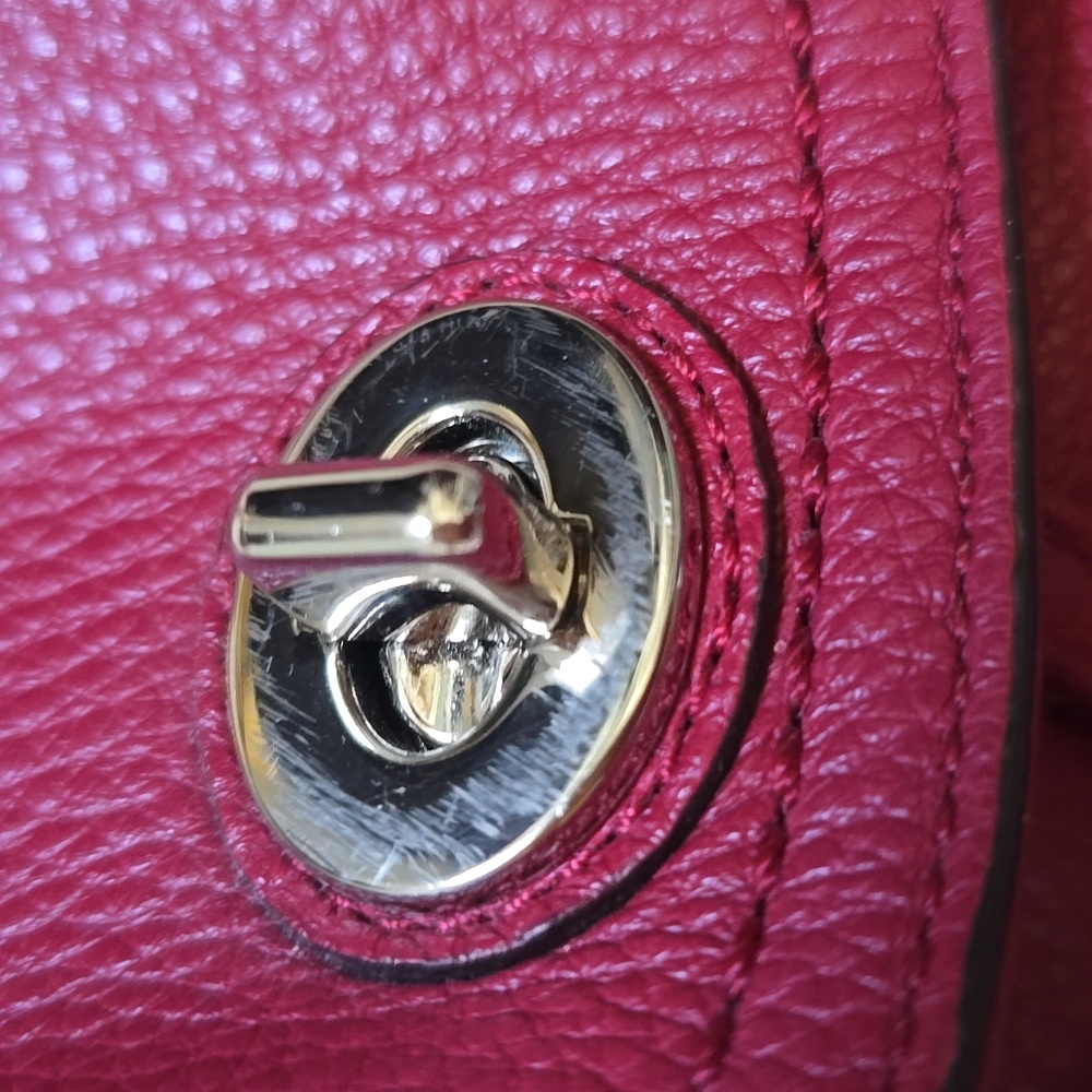 Coach Red Pebbled Leather Silver Turnlock Drawstring Backpack - Picture 4 of 15